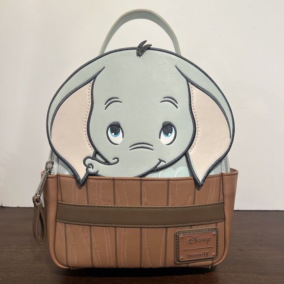 Loungefly Handbags - RARE Loungefly Disney Dumbo Bathtub Mini Backpack Faux Leather Gray/Brown